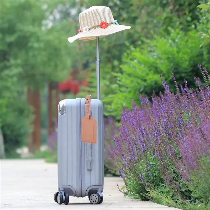 ABZF PU Leather Luggage Tag with Adjustable Strap, Suitcase Tags Identifier Travel Bag with Privacy Protection Cover
