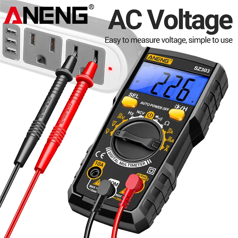 

ANENG SZ303 Smart Digital Multimeter 1999 Count Professional AC/DC Voltage Current Electrical Data Retention High Precision Tool