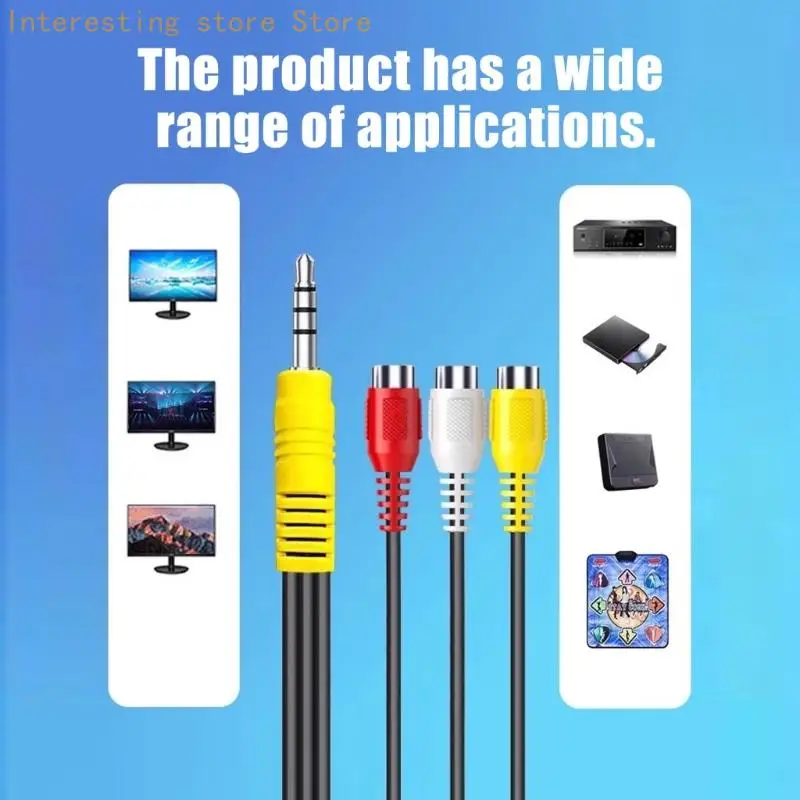 Analog Music Video Adapters Wire, 3.5Mm Male to 3RCA Female Music Video Cord 55KC