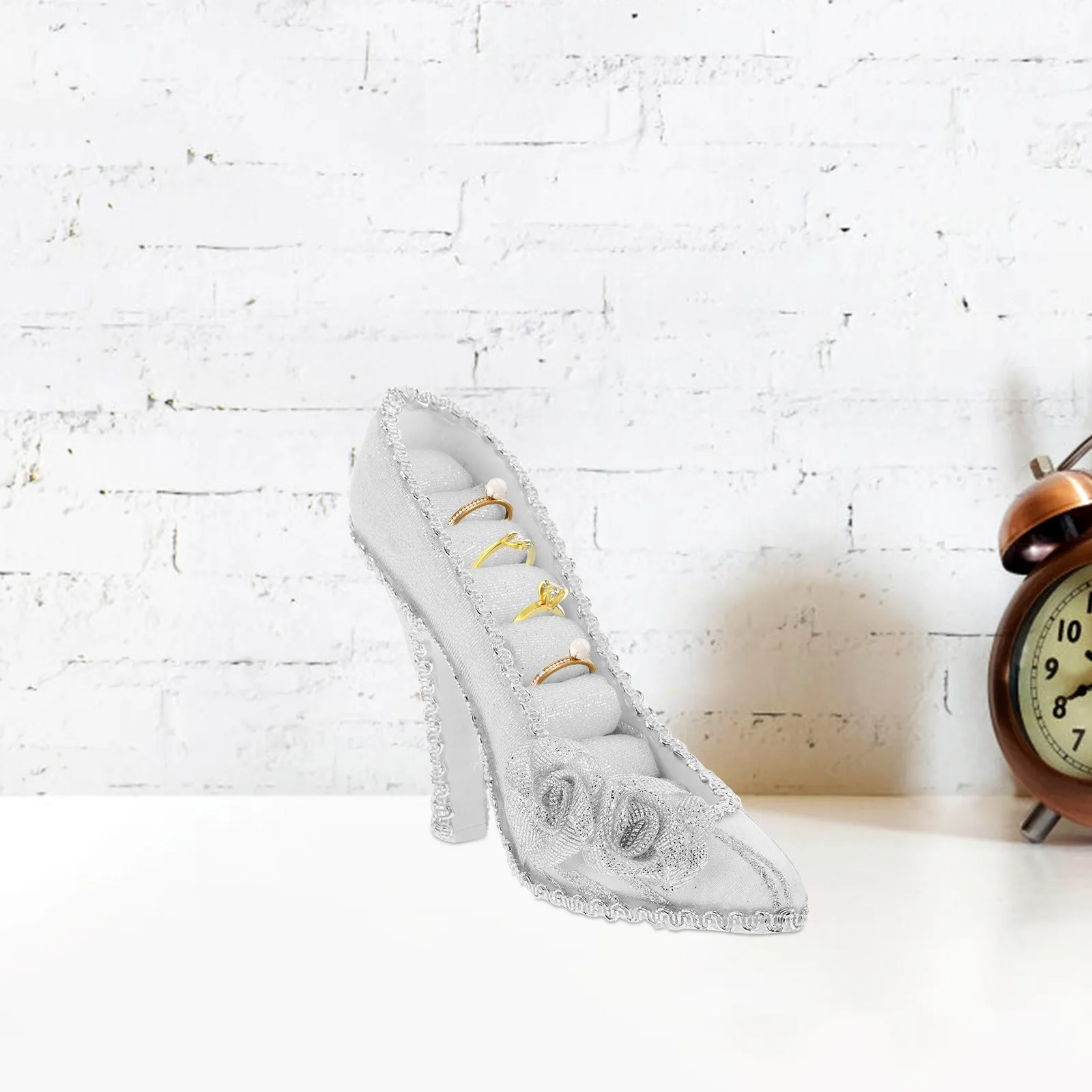 

Многофункциональный органайзер для колец в форме туфельки на высоком каблуке, держатель для серег, прочная настольная подставка для хранения украшений для девочек