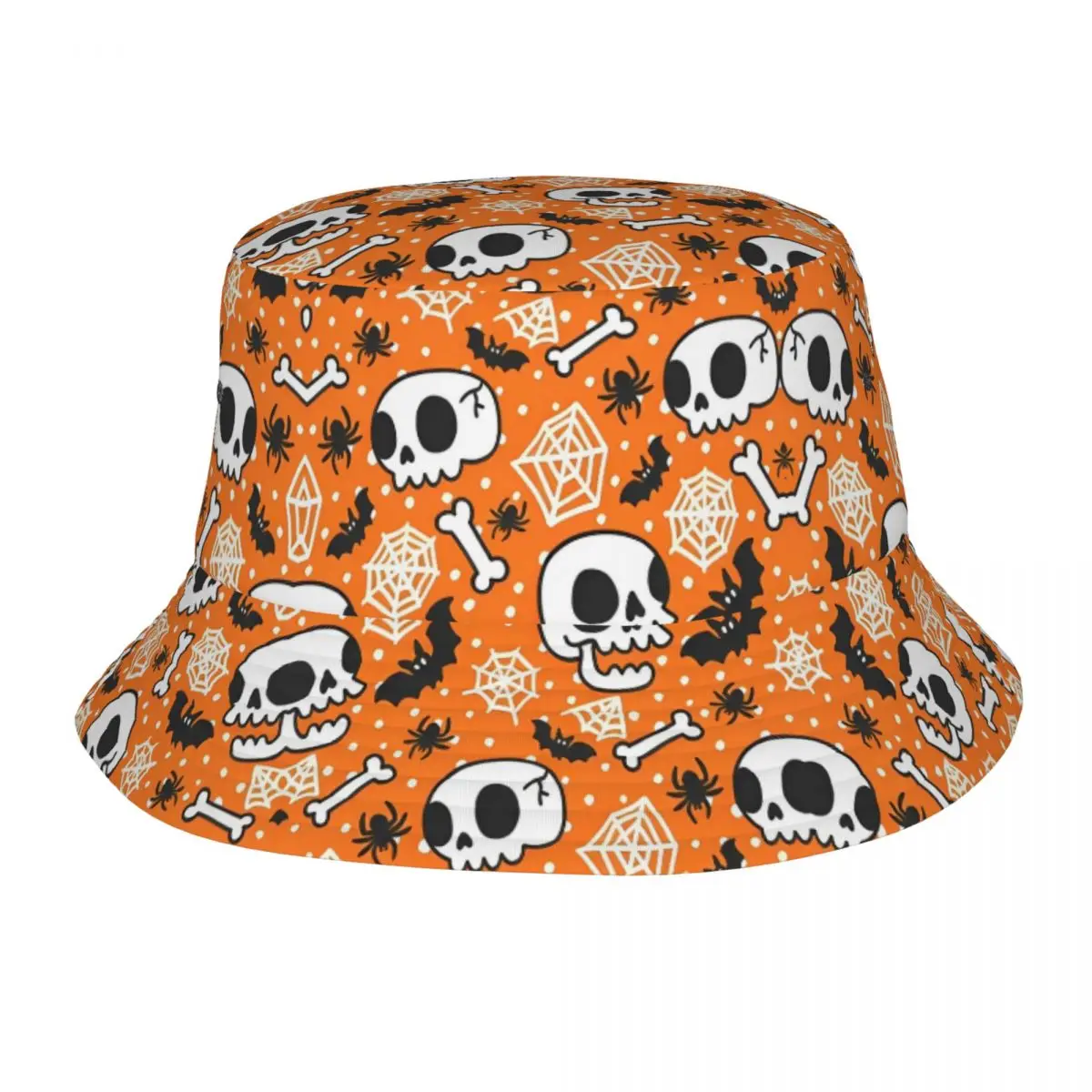 Unisex Bucket Hat Halloween Pumpkins Ghosts Summer Vacation Getaway Headwear Packable Fishing Hats Trick or Treat Kawaii Bob