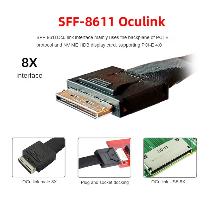 Oculink 8x SFF-8611 Ke 8611 8X80P Hard Disk SSD Solid State PCI-E Kabel Data untuk Nvme HDB Mendukung PCI Express 4.0