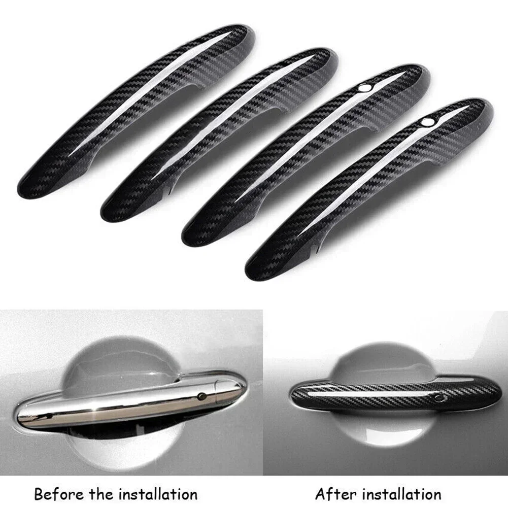 

4pcs Carbon Fiber Car Door Handle Cover Trim For MINI For Cooper For F54 Clubman 16-24 For F55 4 Doors 15-24 For F60 Countryman