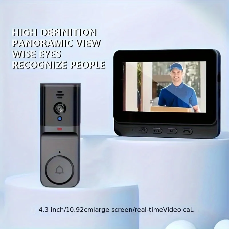 2.4G Wireless Smart Home Visual Intercom Doorbell With HD Video Monitor Night Vision Two-Way Audio Wall-Mounted For Villa Office