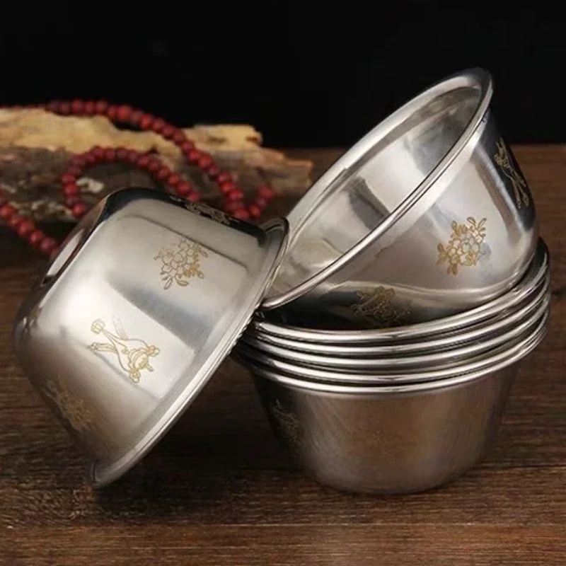 Tibetan Holy Water Bowl,Tantra Handicraft Stainless Steel Buddhism Altars Engraving Eight Auspicious Copper Bowl,Buddhist Item