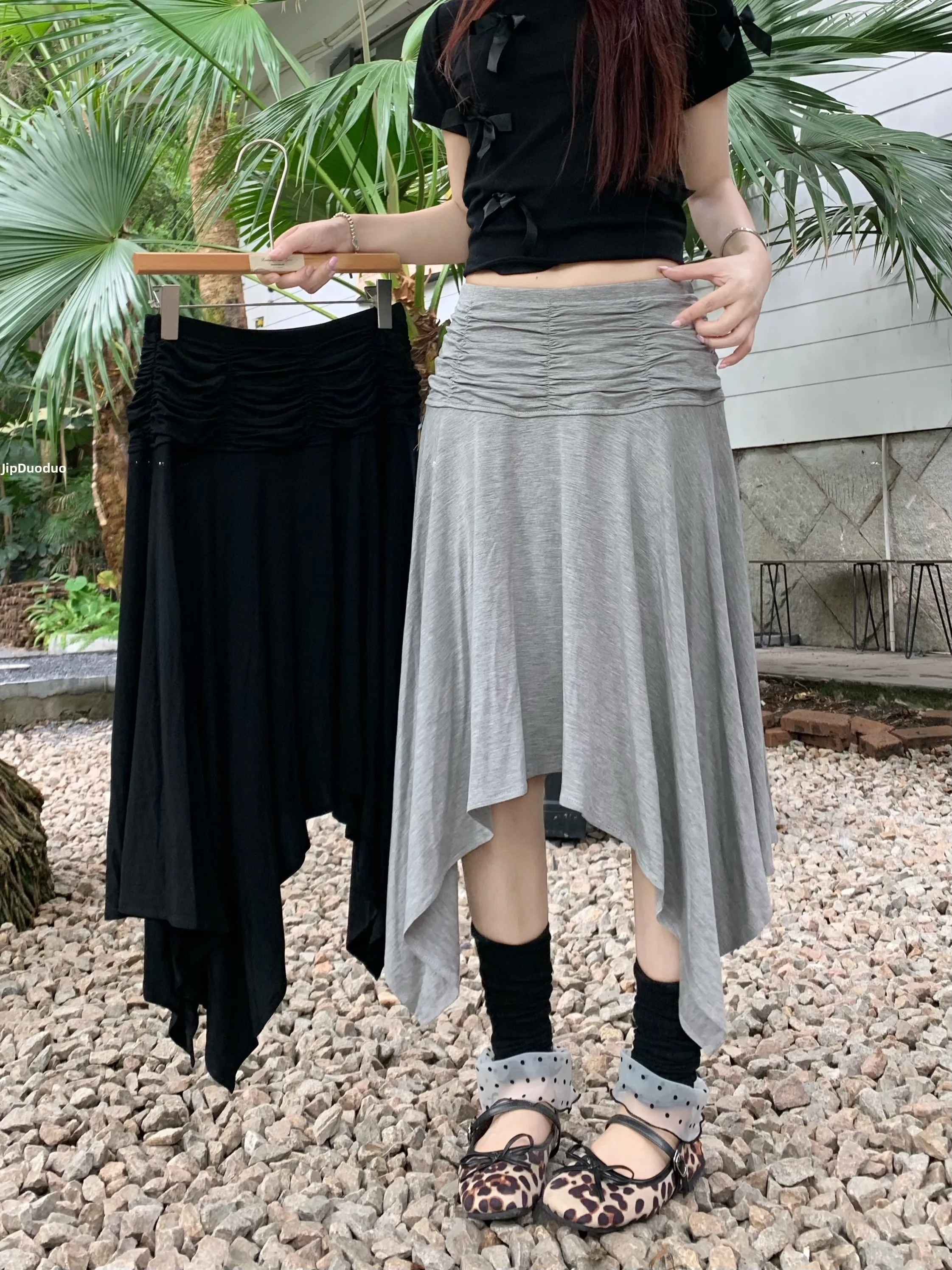 

High Waist A-Line Skirt Korean Style Asymmetrical Half Skirt Breathable Comfortable Urban Commute Ladies Fashion Skirt