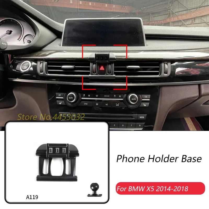 Car Phone Holder Base Special Mounts For BMW X5 F15 2014-2018 Fixed Air Outlet Bracket Base Accessories With Ball Head 17mm