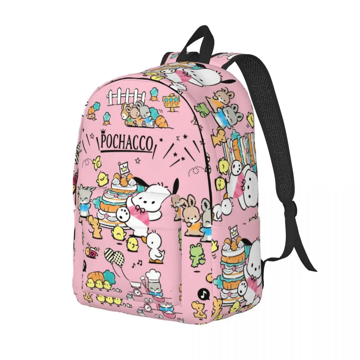 Custom Pochacco Wallpaper Travel Canvas Backpack Women Men School Computer Bookbag College Student Daypack Bags