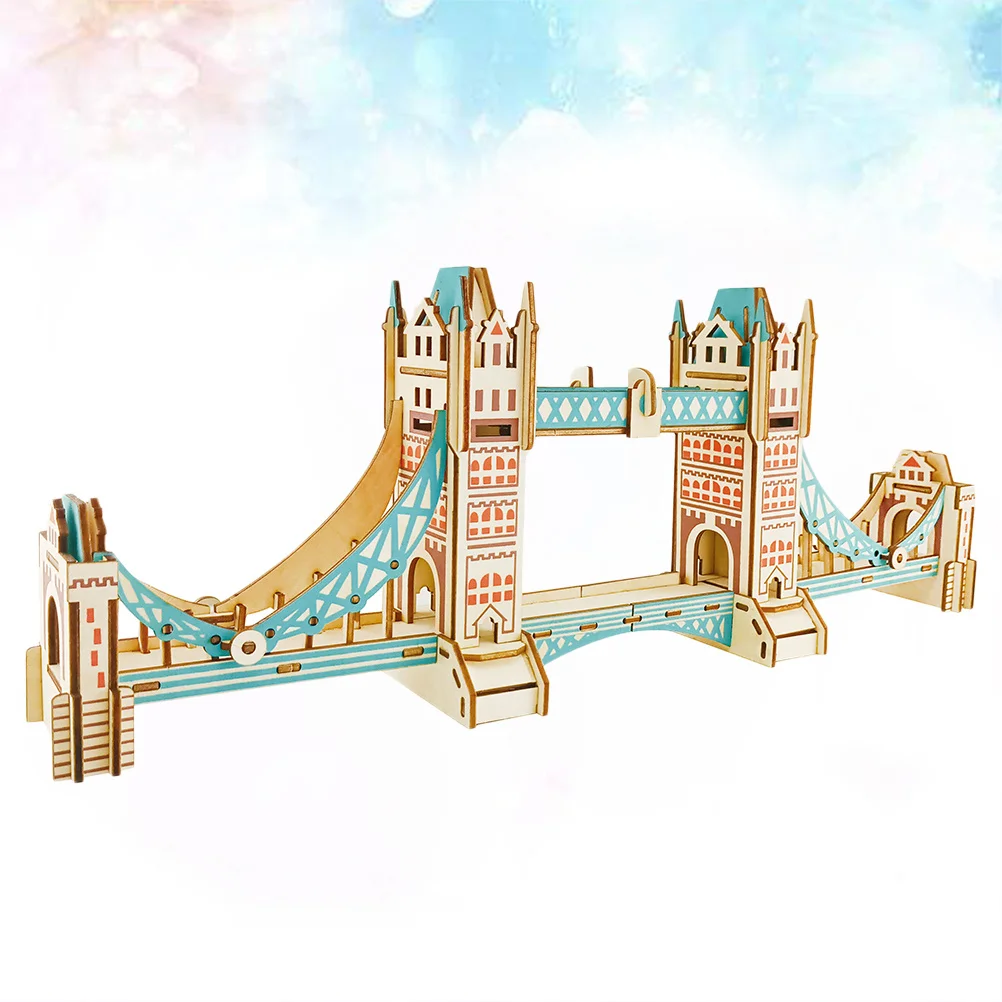 ชุดตัวต่อไม้ 3 มิติ สะพานลอนดอนทาวเวอร์ ชุด DIY สำหรับเด็ก เกมฝึกสมองเสริมพัฒนาการ ชุดประกอบตัวต่อไม้