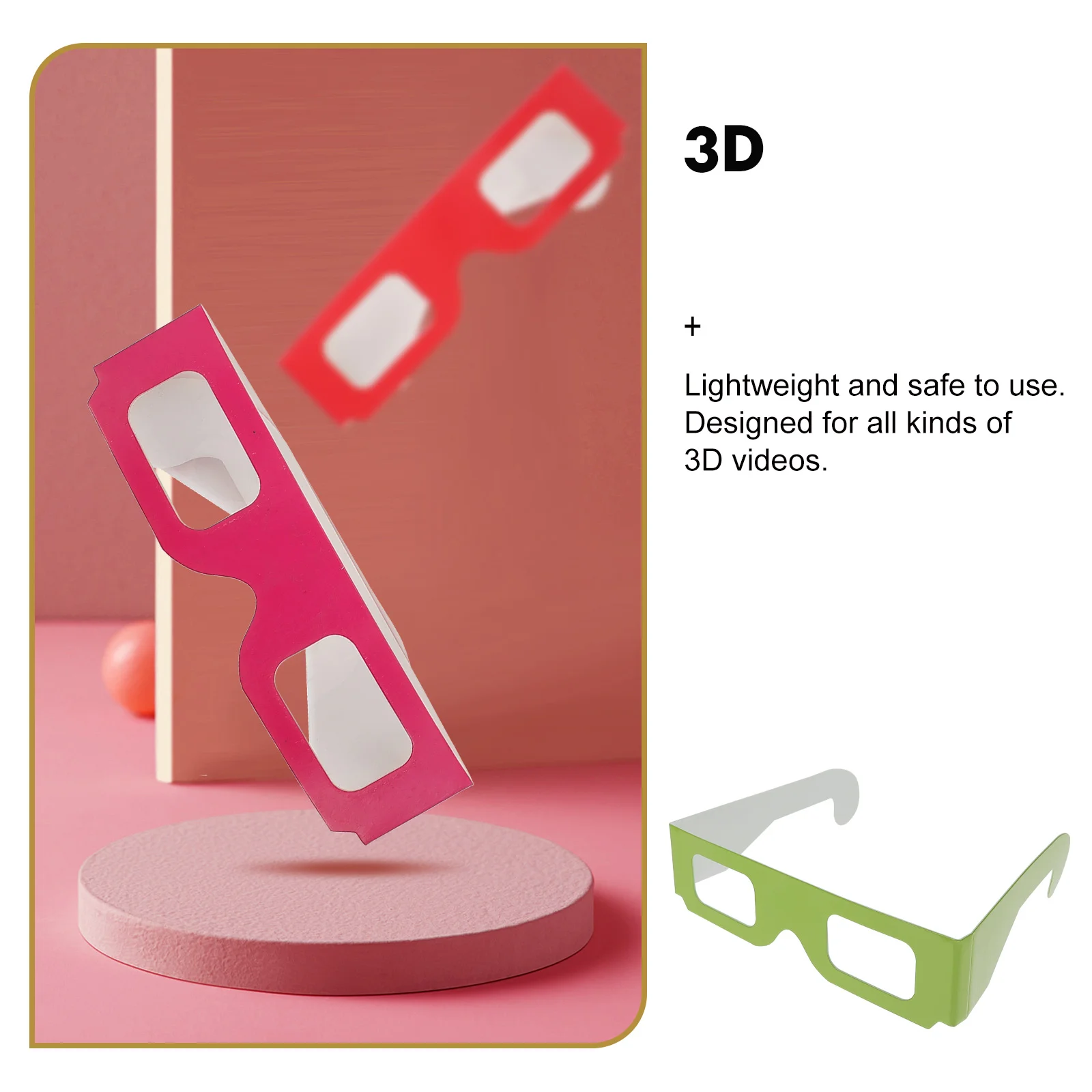 20Pcs Flat 3D Glasses Cardboard Frame Glasses Eyewear for 3D Movies and Games 3D glasses for movies 3D viewing glasses