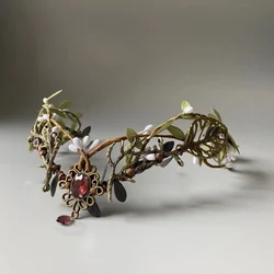 Handmade elf Woodland Tiara Forehead Headwear With Black Leaves  Antler Crown Fairycore - tiara Fairy Decor Cosplay Renissance