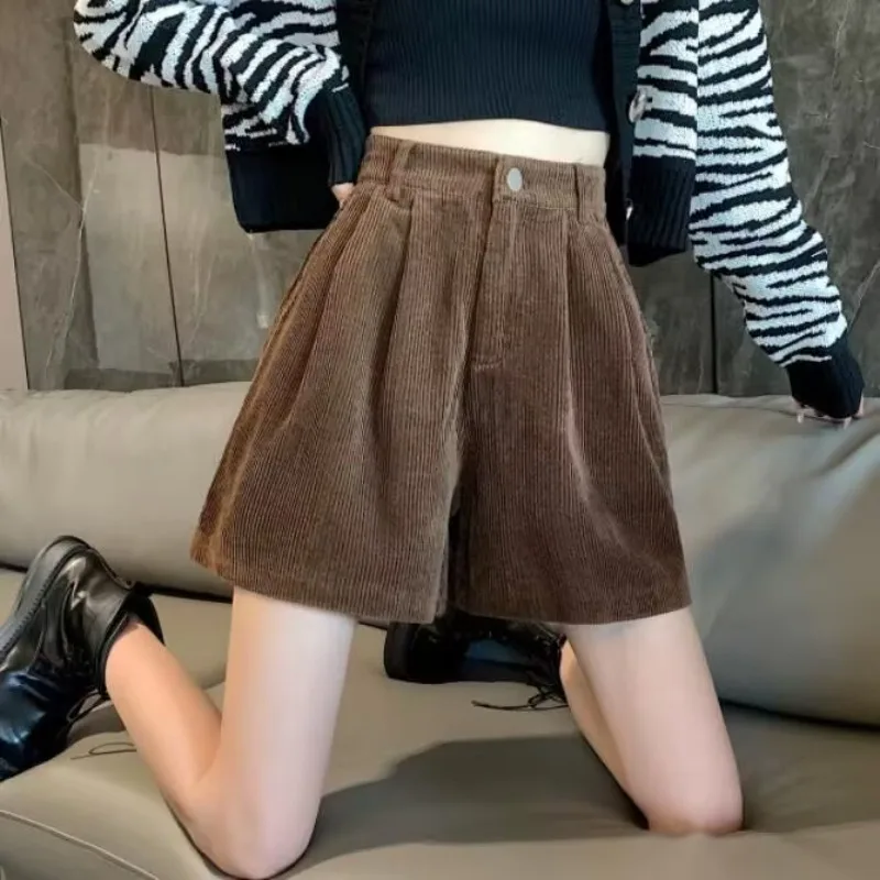 

Harajuku Autumn Vintage Lolita Shorts Women Kawaii Wide Leg Corduroy High Waisted Shorts Y2k Shorts Women Clothing Mujer