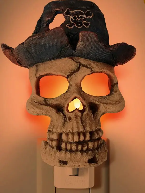 Halloween 3D LED Skeleton Lamp Plug Into Wall Decorative Light Skull Night Light Horror Lamp Gothic Skull Night Lamp