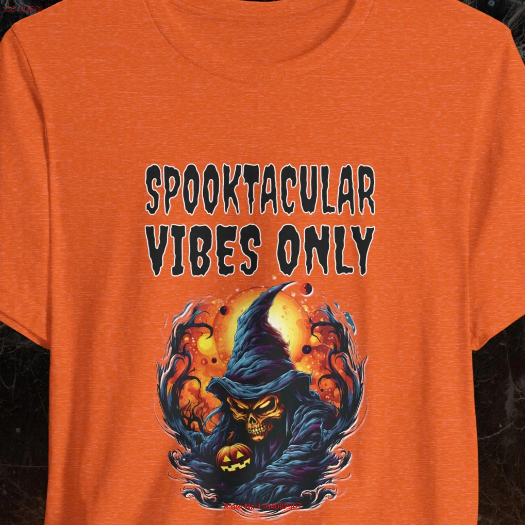 Spooktacular Witch Design T Shirt and Pumpkin Halloween Apparel Spooky Vibes Horror Themed Scary Fun