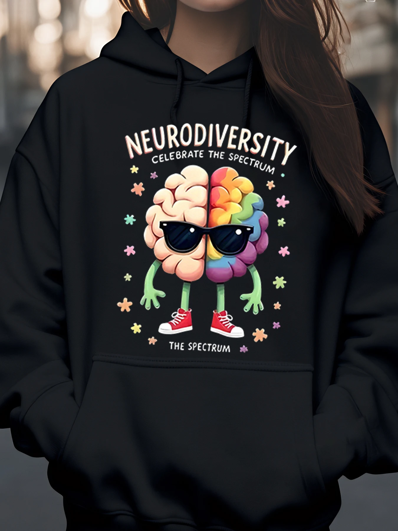 سترة بغطاء للرأس بتصميم الدماغ من Neurodiversity للاحتفال بملابس غير رسمية للأفراد العصبيين #1