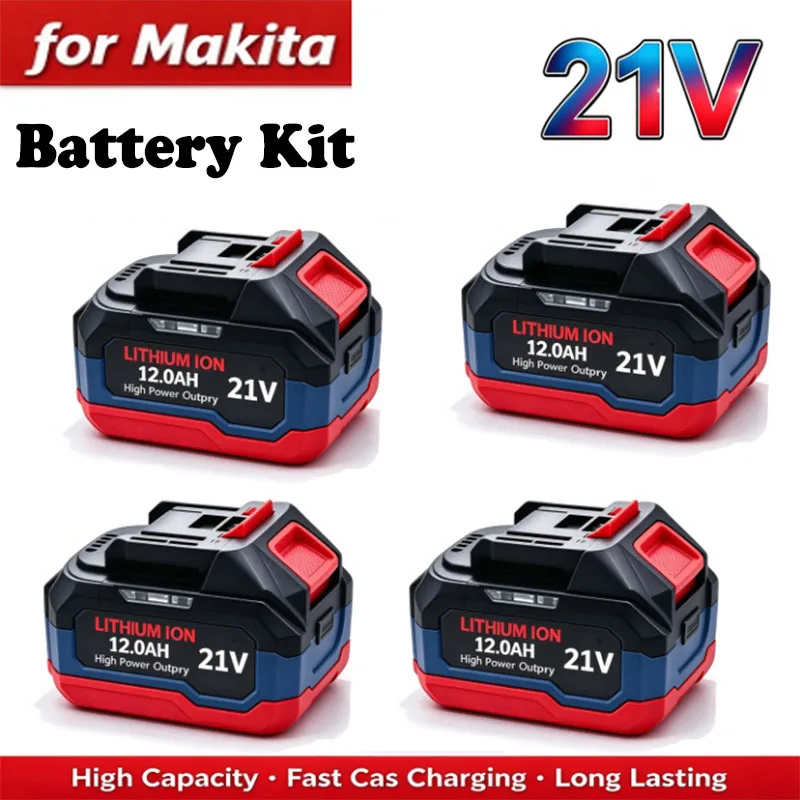 Original for Makita 21V Battery 6.0AH-12.0AH Power Tool Lithium Battery LED Indicator Batteries Pack for Makita 18V Battery Pins