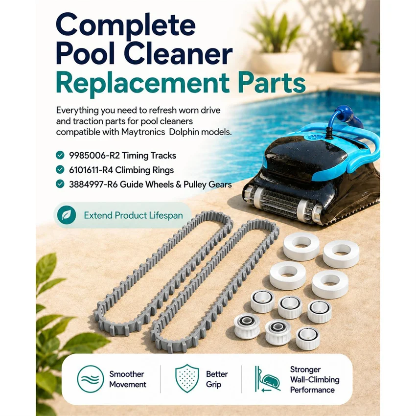 für Maytronics Dolphin Nautilus CC Plus, Premier, M400, M500 Poolreiniger, 9985006-R2 Zahnriemen, 6101611-R4 Kletterringe – Detail 2