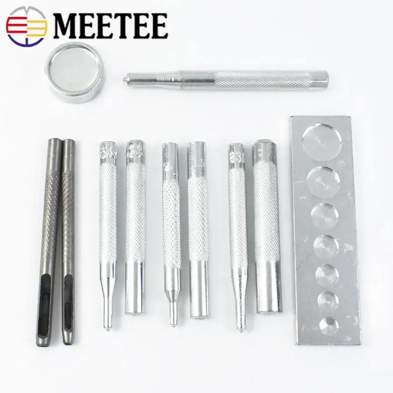 Meetee 1set Snap Buttons Fastener Press Tool Kit DIY Manual Leather Craft Bag Button Buckle Installation Accessories