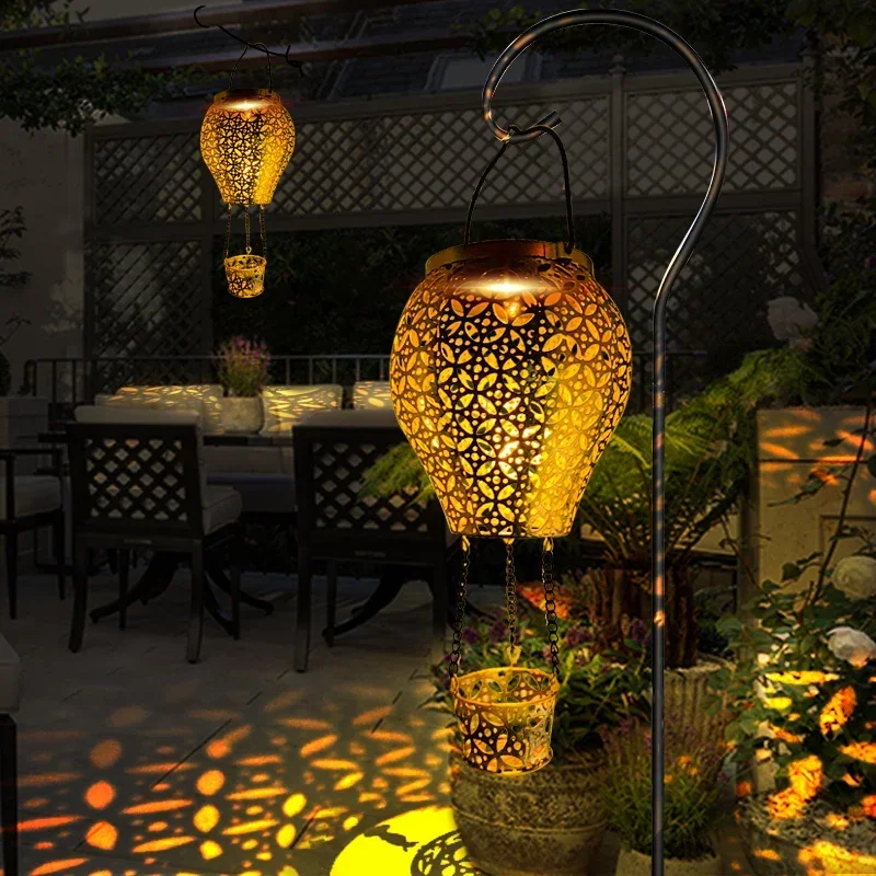 Outdoor Iron Hot Air Balloon Solar Light LED Lawn Lamp Garden Landscape Lantern Christmas Decoration 2025