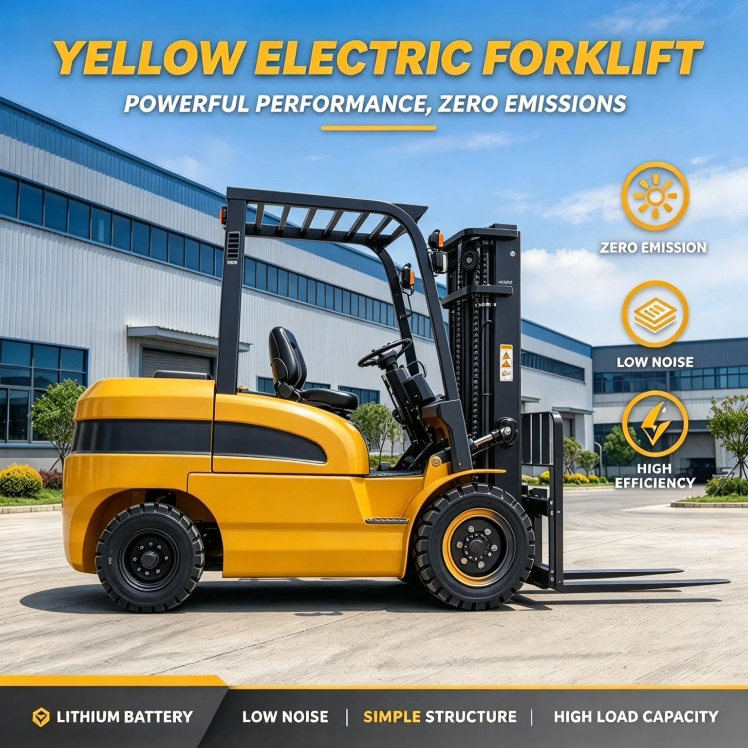 2.5ton Electric Forklift Ce Marked Low Maintenance Hydraulic Forklift For Workshop Indoor Goods Loading And Unloading Customized