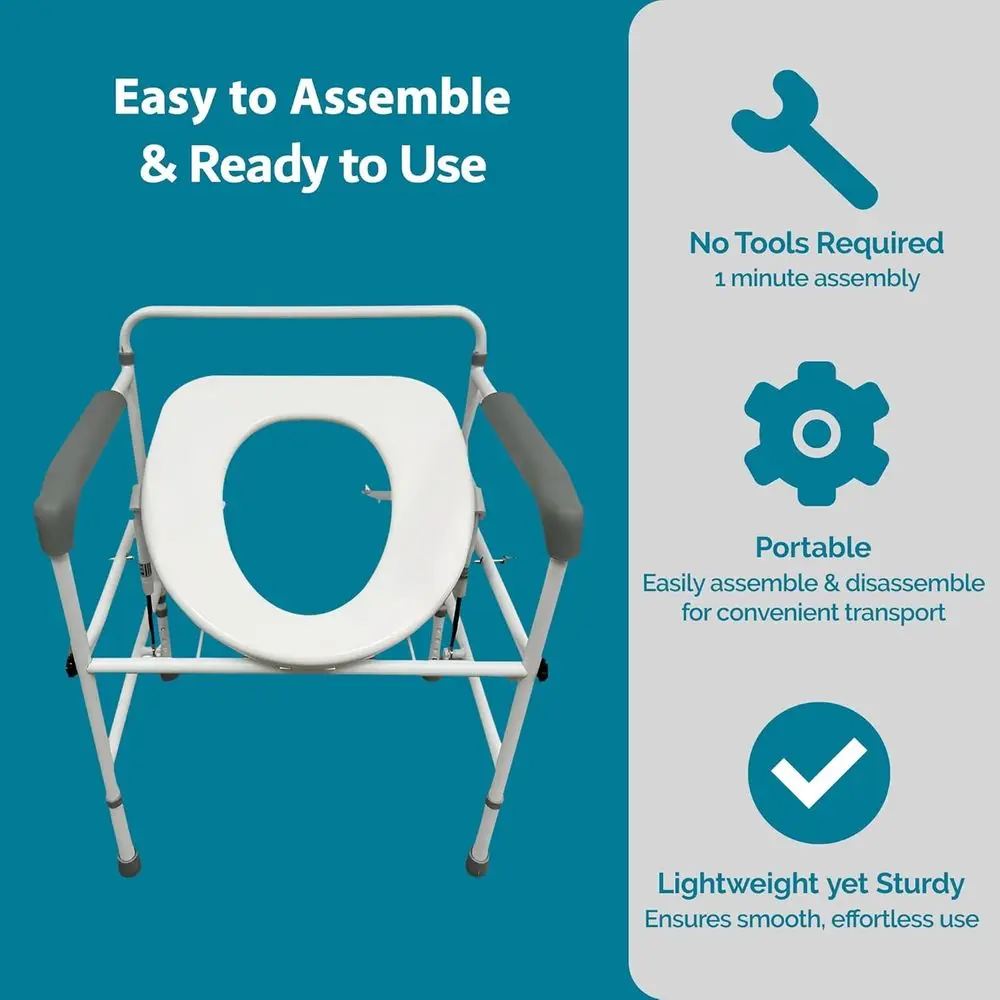 كرسي رفع المرحاض S3 المعتمد من إدارة FDA: يدعم ما يصل إلى 350 رطلًا، وتعديل سهل الارتفاع، ويقلل من مخاطر السقوط، وإعداد لمدة دقيقة واحدة