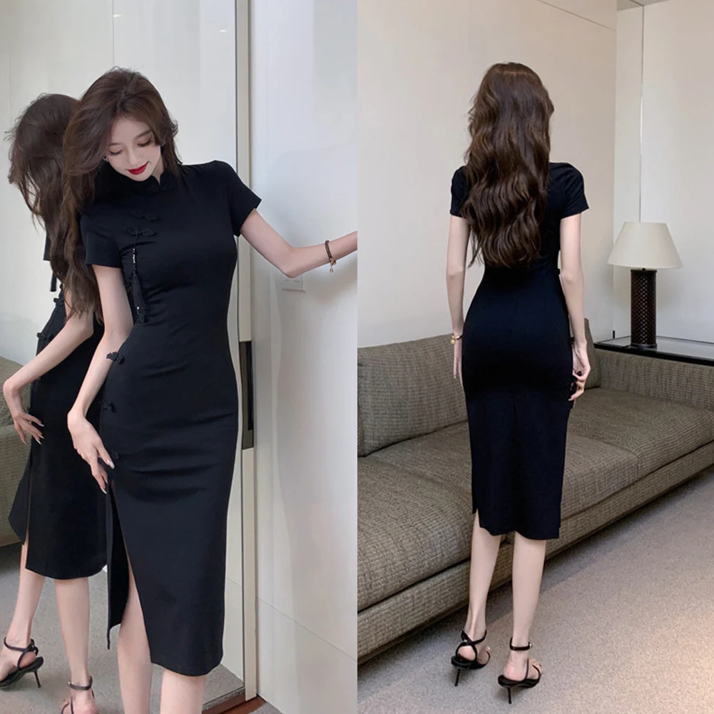 Mode Stijlvolle Damesjurk Mouw Dames Alle seizoenen Casual Chinese stijl Dagelijkse jurken Vrouwelijke micro-elasticiteit