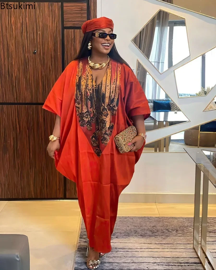 African Ethnic Style Long Dresses for Women 2026 Traditional Printed Patchwork Muslim Abayas Hijab Females Loose Robe Plus Size 5