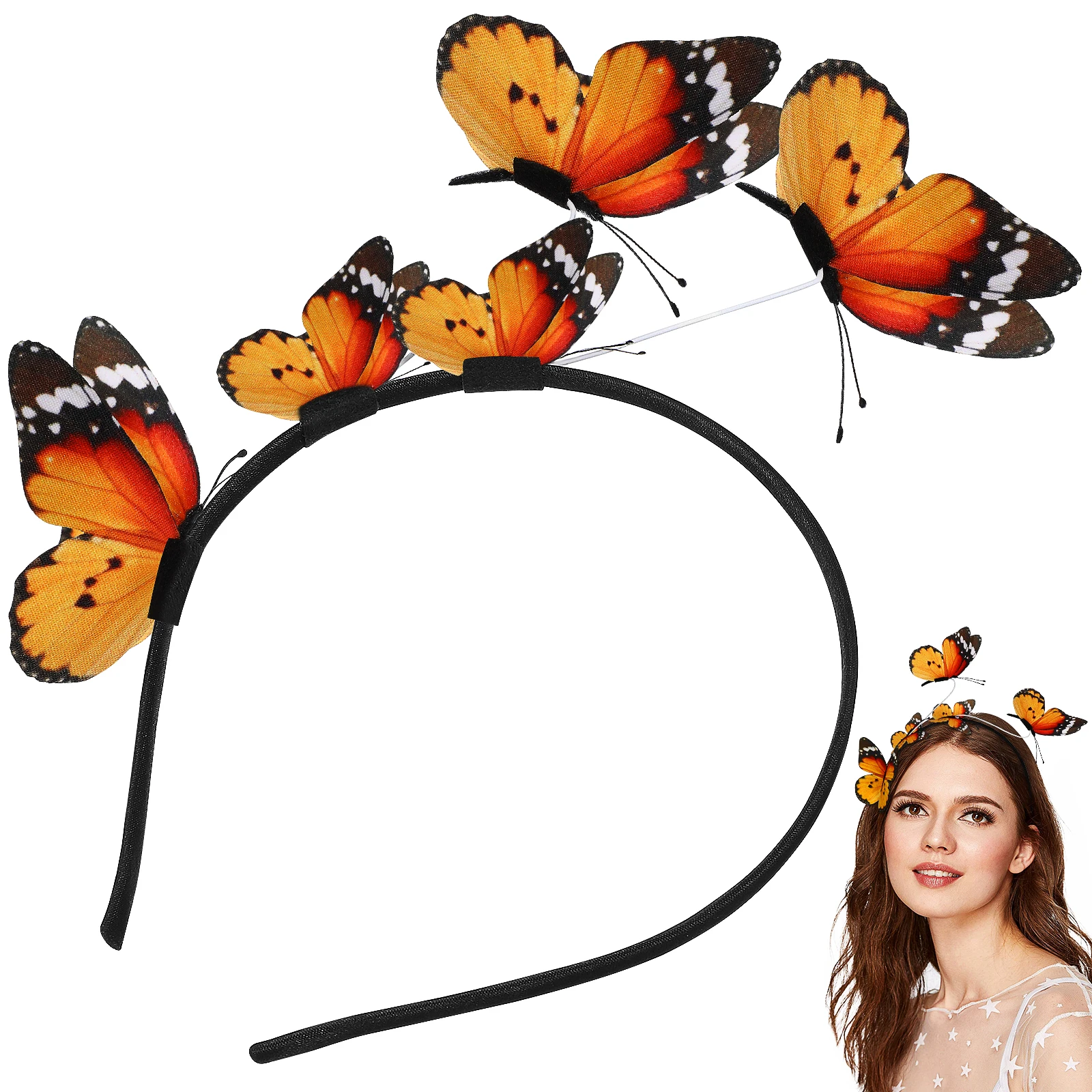 

Butterfly Headdress Hair Bands Accessories Elegant 3D Butterfly Decor Headwear for Girls Women Masquerade Parties Festivals