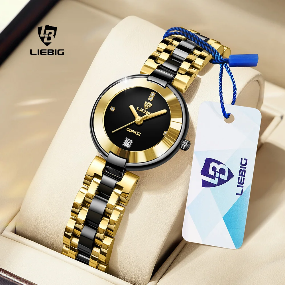 LIEBIG Fashion Quartz Watch Femens Luxury Stainless Steel Strap Date Male Wristwatches Waterproof Time Ladies Clcok Reloj Hombre