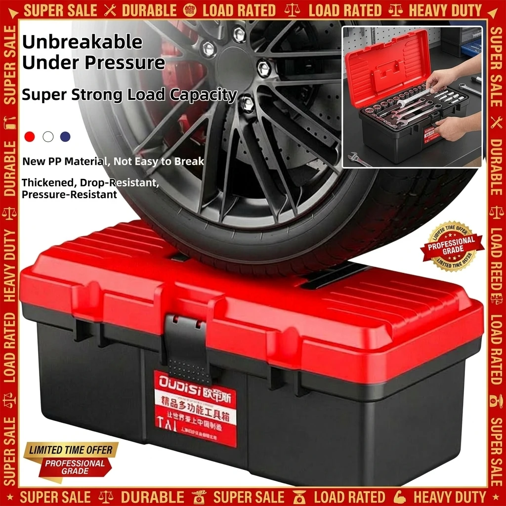 Small Toolbox Easy Access Handled Heavy Duty Handle Maintenance DIY Tool Storage For Vehicle Car Home Office Workshop Garage