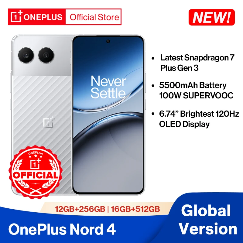 Мировая премьера OnePlus Nord 4 Глобальная версия Snapdragon 7 Plus Gen 3 Sony 50 Мп основная камера 5500 мАч аккумулятор 100 Вт SUPERVOOC зарядка