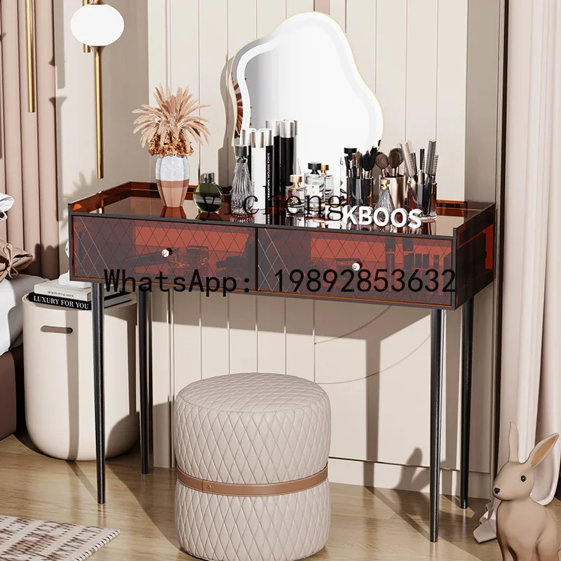 

W7- light luxury acrylic dresser modern simple bedroom storage makeup table floor-to-ceiling small table with drawers