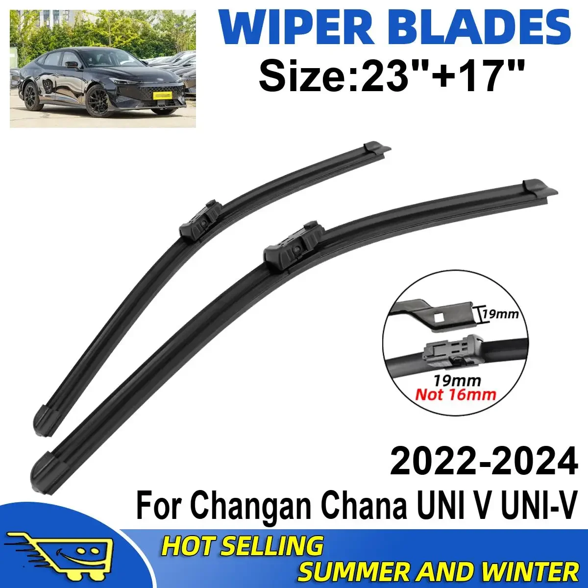 Juego de limpiaparabrisas para Changan Chana UNI V UNI-V 2022-2024, cepillos para parabrisas delantero, accesorios para ventana, 2 uds.