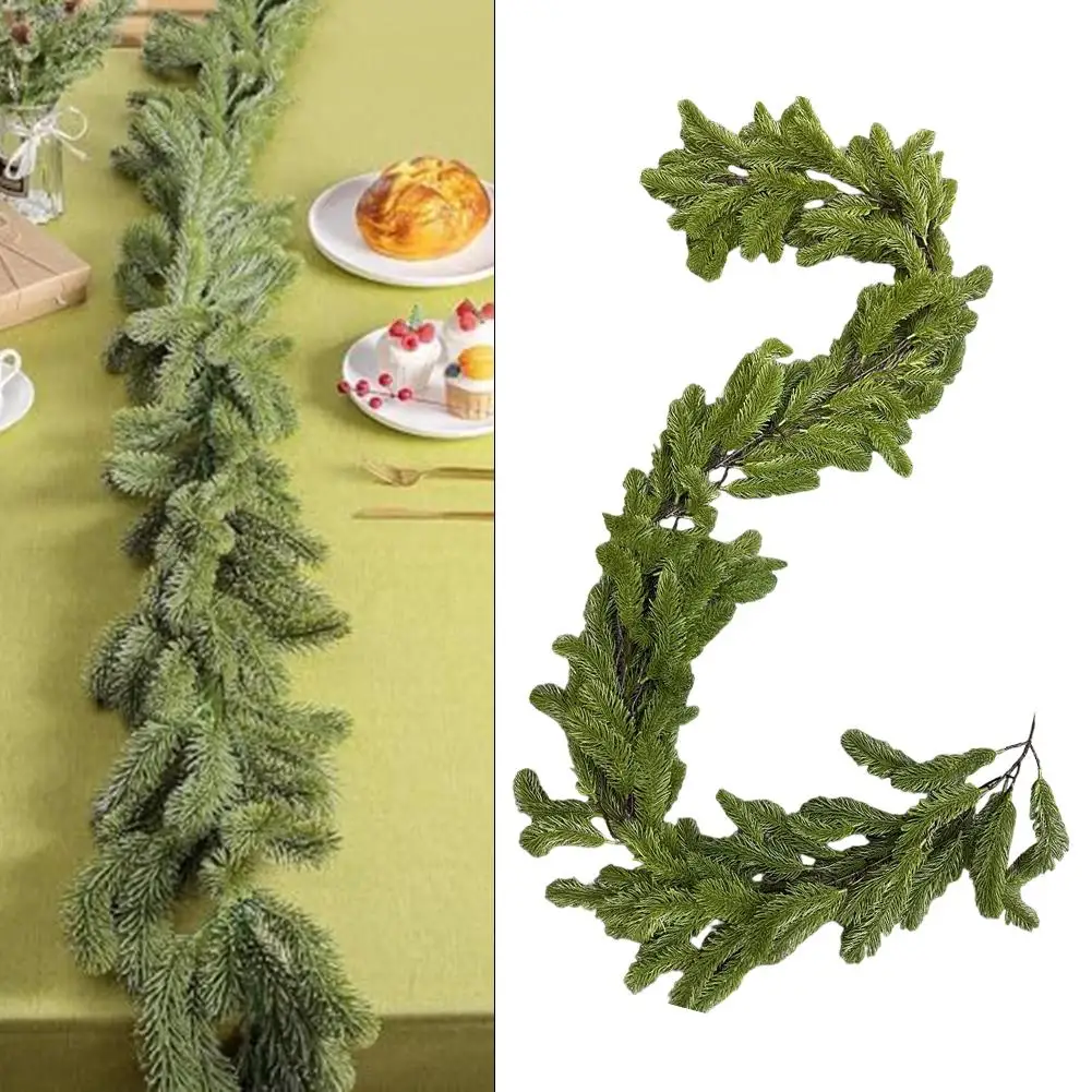 Green Artificial Pine Wreaths 190cm Xmas Tree Christmas Garland Wall Hanging Home Decoration Simulation Greenery Plants