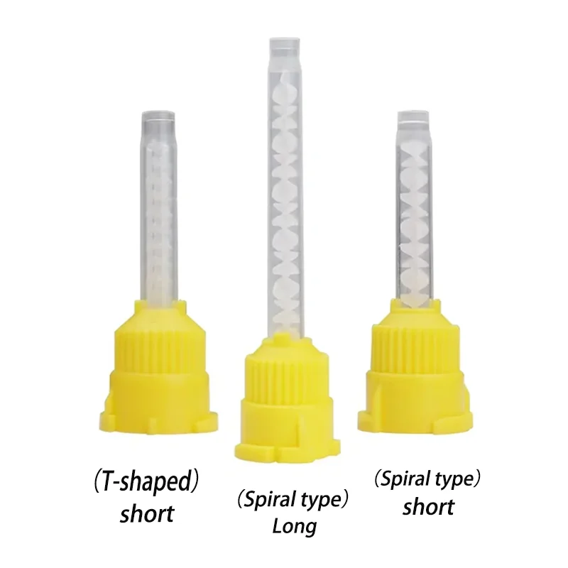 50/100PCS Dental Mixing tips Impression Intraoral Tip Yellow 1:1 Disposable Mixing Head for Lightweight Silicone Rubber Material