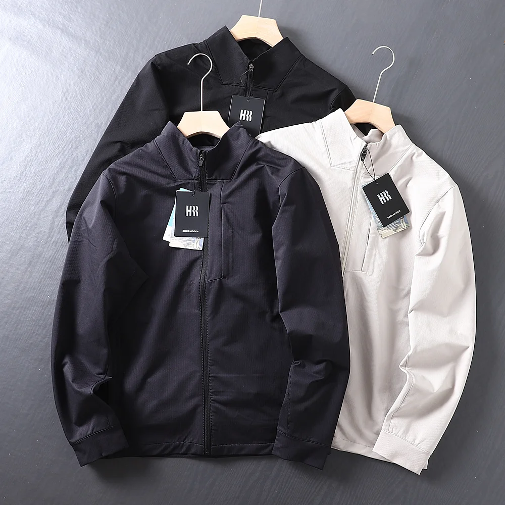 

Outdoor Men's Casual Stand Collar Jaet Autumn Spring Faion Urban Sle Stand Fit Long Sve UV Protection Zipper Closure
