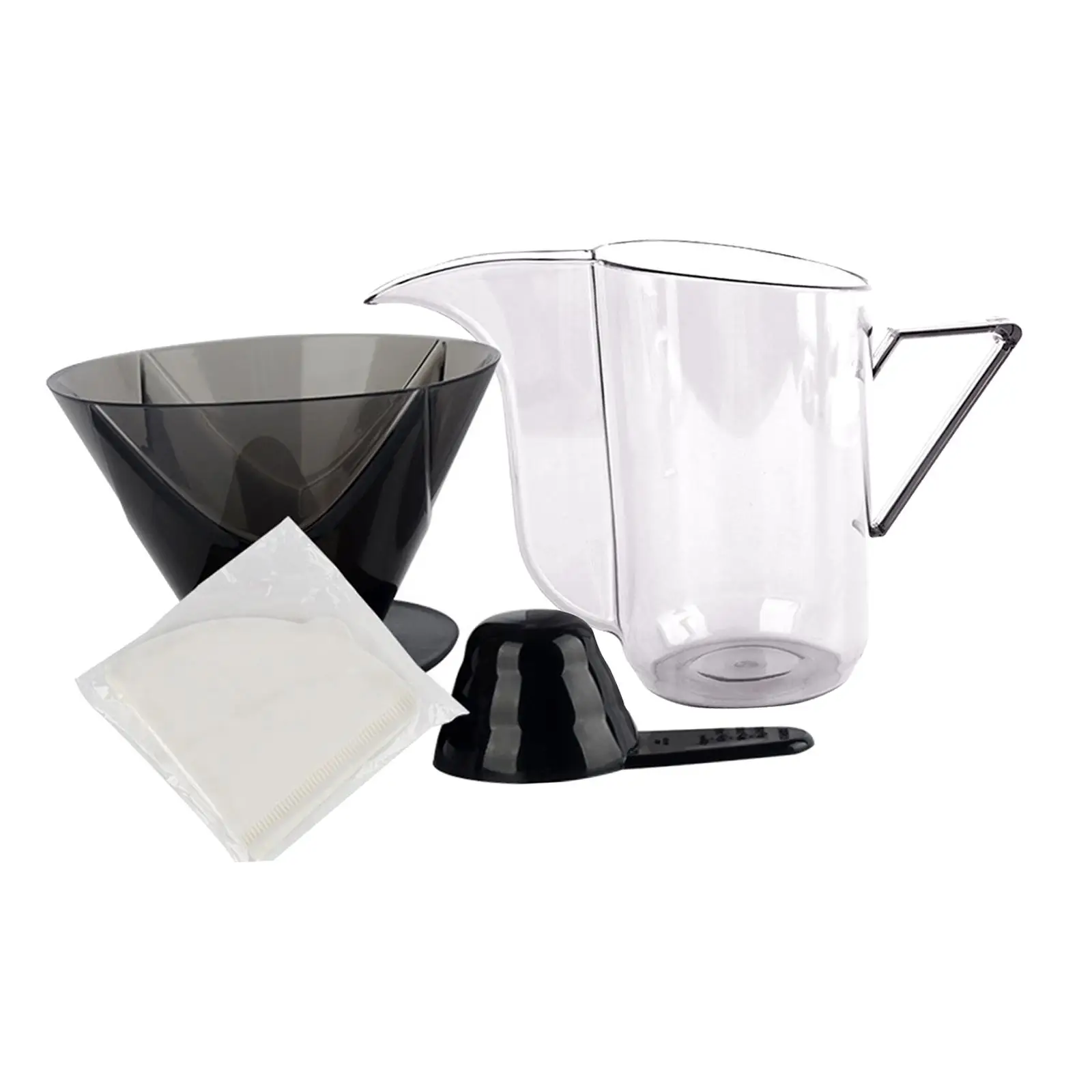 Drip Coffee Kettle Set with Spout Heat Resistant Glass Teapot Alternative Portable Pour over Coffee Maker for Outdoor Tea