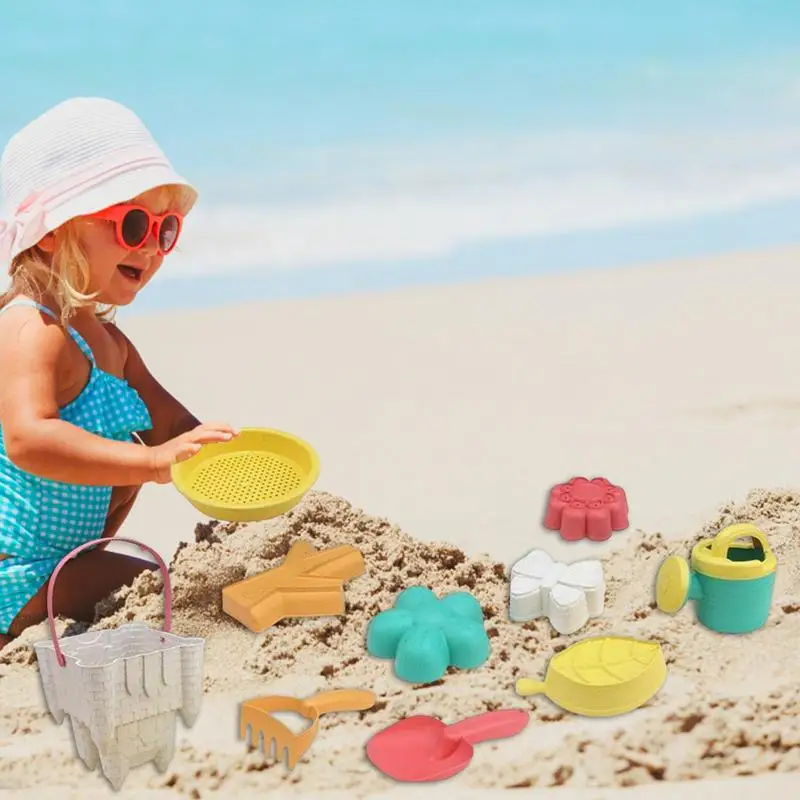 10pcs Beach Sand Toy Set Pai-filho Interativo Ao Ar Livre Praia Água Play Toy Sand Bucket And Pás Mold Sandbox Toy Para Crianças