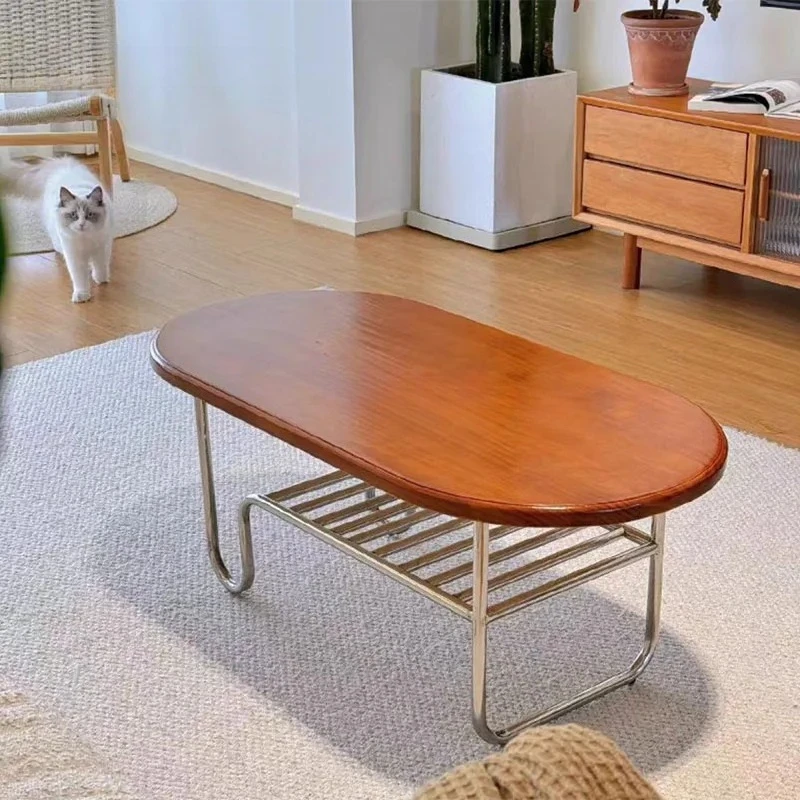 

Living Room Coffee Table 98CM Wooden Stainless Steel For Home Furniture Convenient Beautiful Durable Space Saving Coffee Table