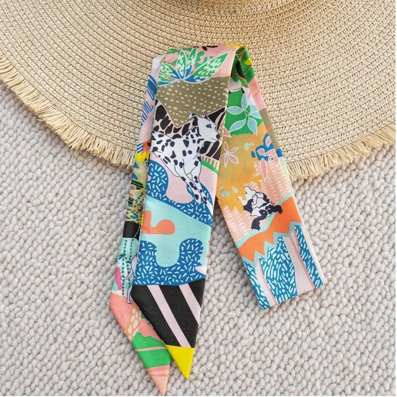 100% Silk Ring Scarf Neckerchief 2023 Autumn Fashion Printed Womens Neck Head Hair Scarfs Wraps 86*5cm Double Layer