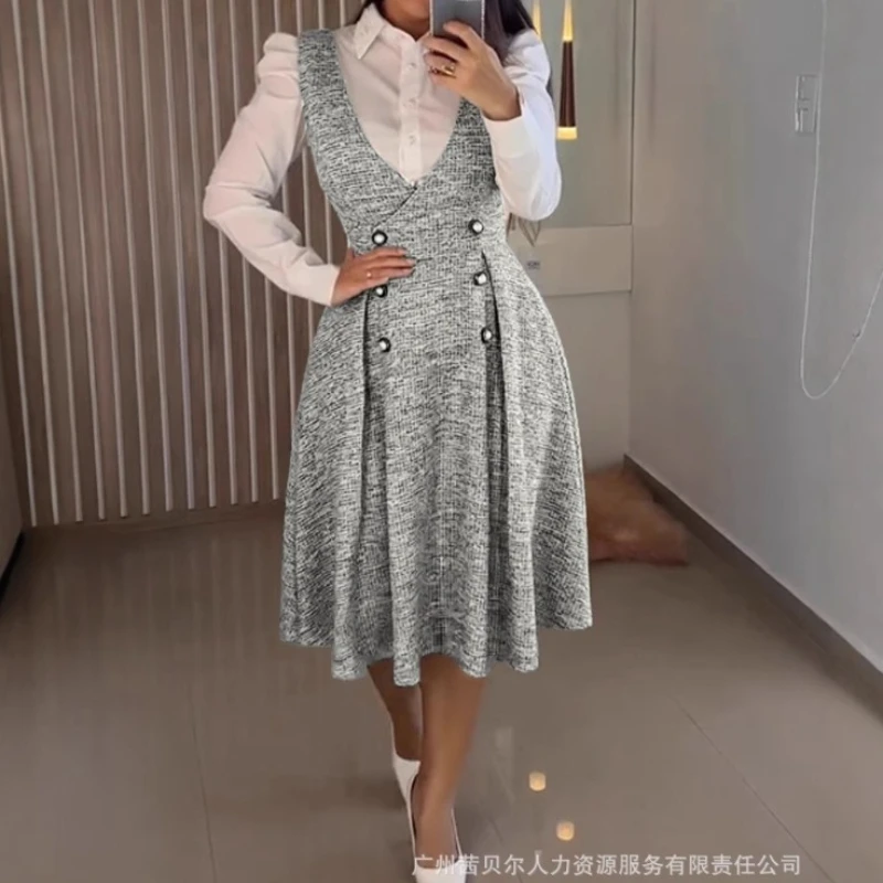 

High Waist Dress Women Suspenders Dresses A Line Vestidos Streetwear V Neck Sleeveless Elegant Vintage Y2k Party Work Night
