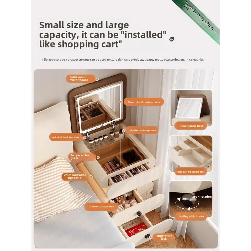 Cômoda de mesa de cabeceira extremamente estreita Cream Wind