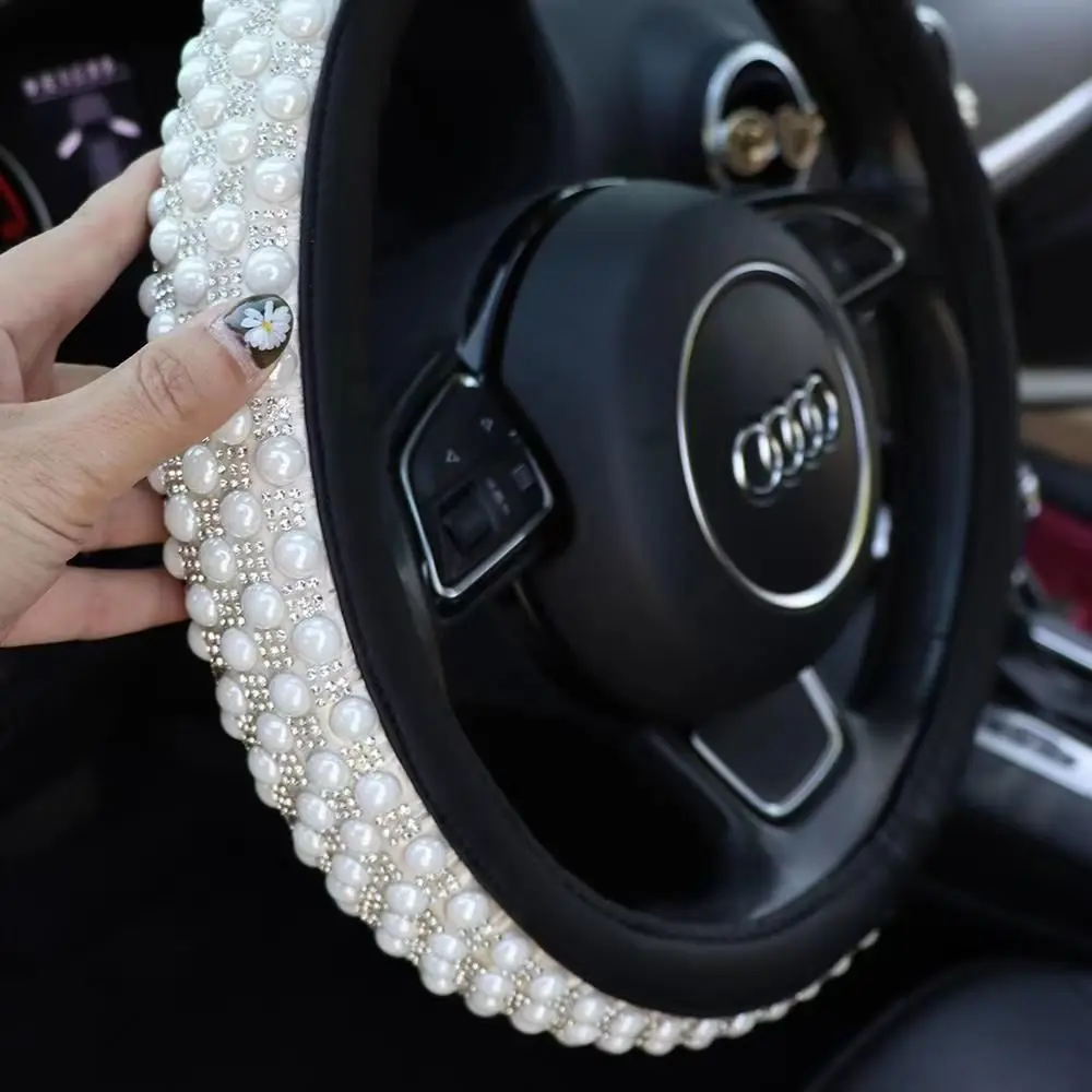 

High value steering wheel cover luxury Muse Internet celebrity ceramic beads summer cold non-slip sweat-absorbing car handle