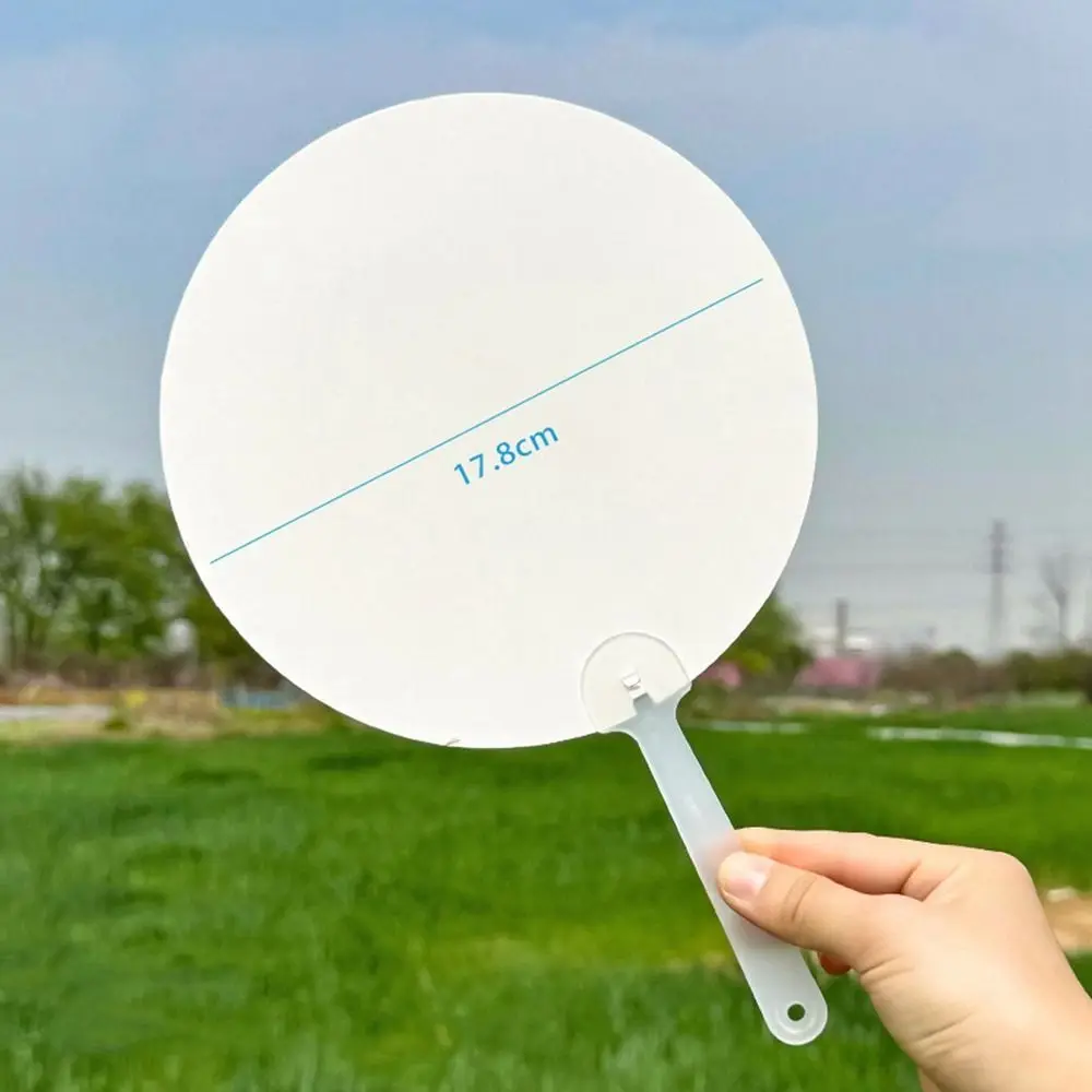 

Multi-functional Plastic Transparent Fan Round Handheld Blank Painting Fans Unfinished Thicken Graffiti Fans DIY