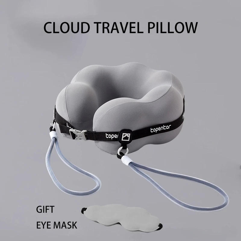 Ergonomic Slow Rebound Memory Foam Travel Neck Pillow Adjustable U-shaped Flight Pillow For Sleeping Neck Support Massage Pillow