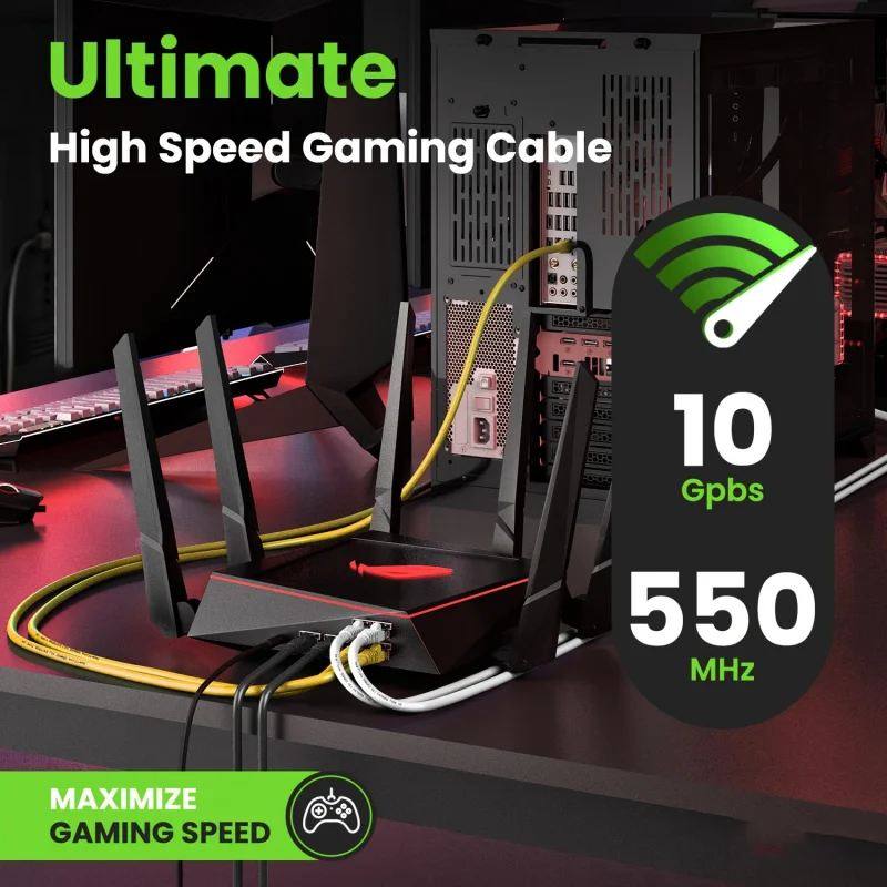 It Supports High - Speed Transmission Of 10Gbps And Has A Bandwidth Of 550Mhz. With RJ45 Connectors CAT6 Ethernet Cable.