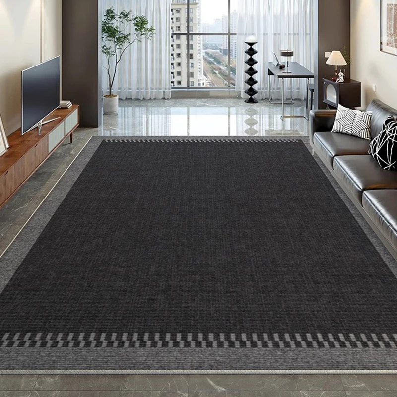 

Минималистичный черный ковер, украшение для спальни, свет, роскошный мягкий напольный коврик для гостиной, легко протираемый, противоскользящий, современный коврик для учебы