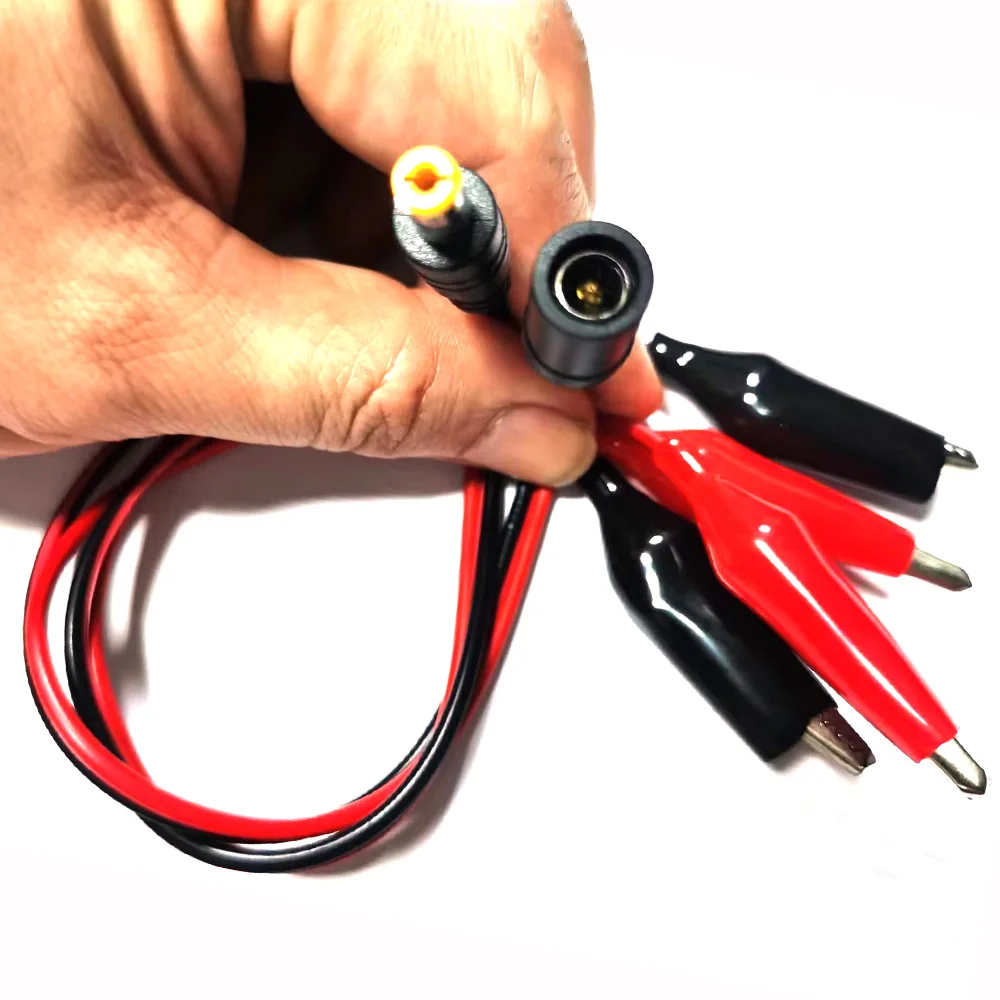 DC male and female socket cable to crocodile clip DC power plug connector adapter 5.5 * 2.1mm crocodile clip test lead 12V 24V