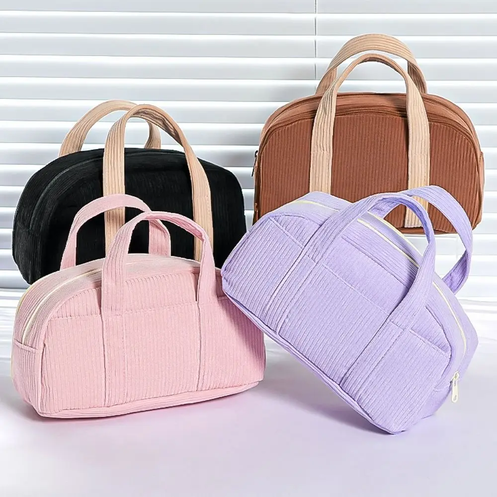 Multi-functional Corduroy Pencil Case Solid Color Portable Stationery Pouch Large-capacity Stationery Organizer Students