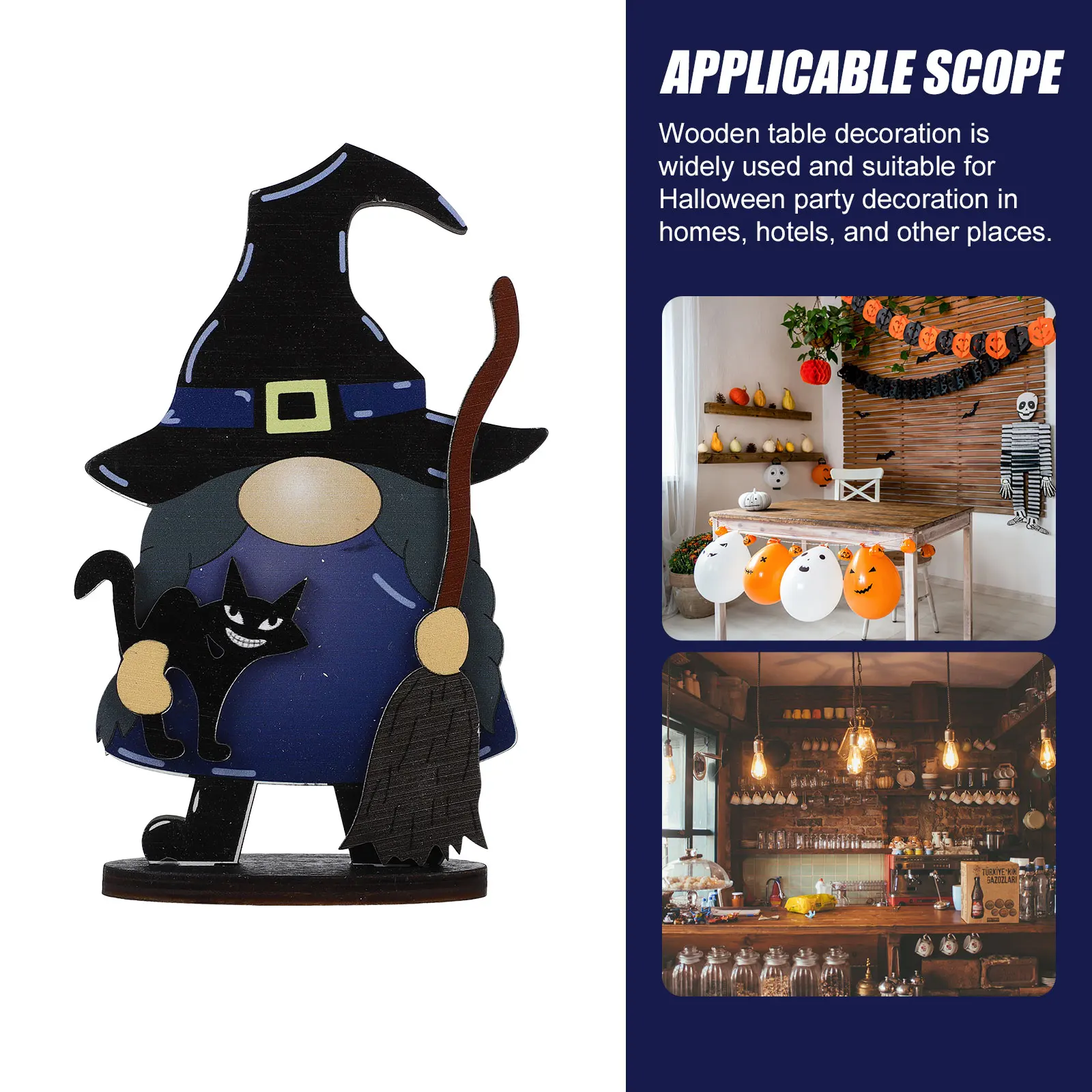 

Wooden Witch Figurine Halloween naments Decor Indoor Wood Table Sign Centerpiece Party Craft Desktop Decoration Compact Size